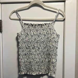 Carly Jean Los Angeles Black and White Smocked Camisole